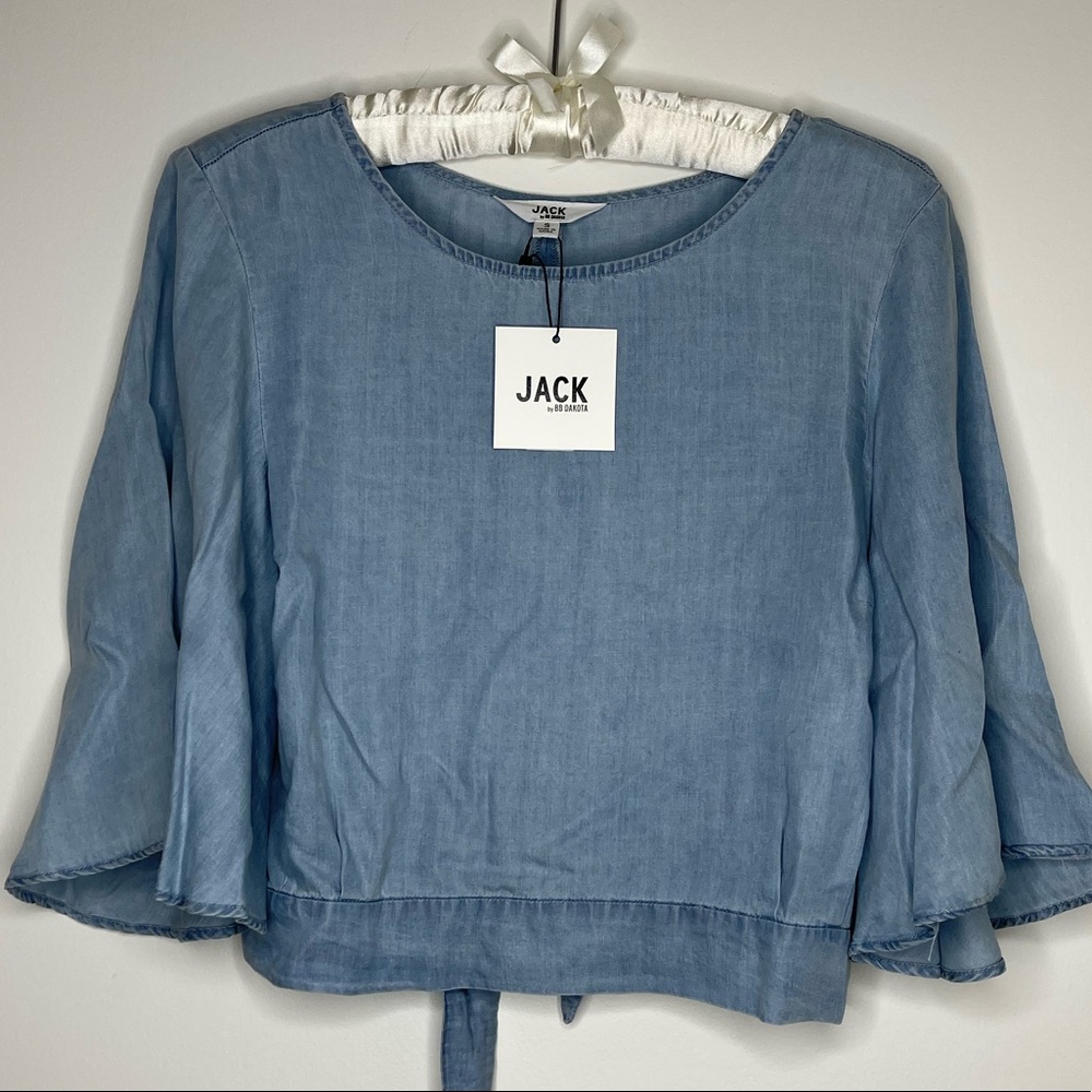 NWT JACK Chambray Flutter Sleeve Top S